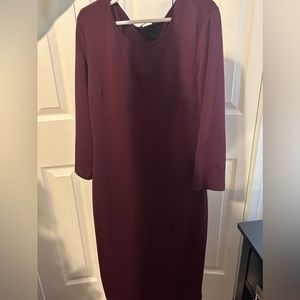 H&M Long-sleeve burgundy jersey dress